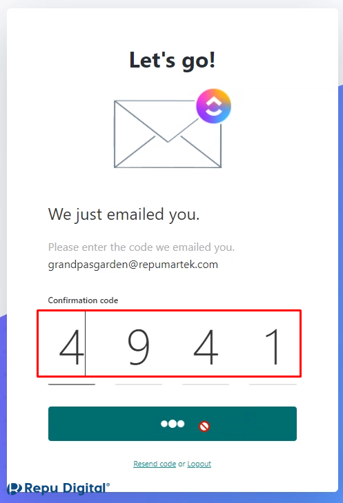 ClickUp sẽ gửi 1 mã xác nhận vào email mới bạn muốn đổi